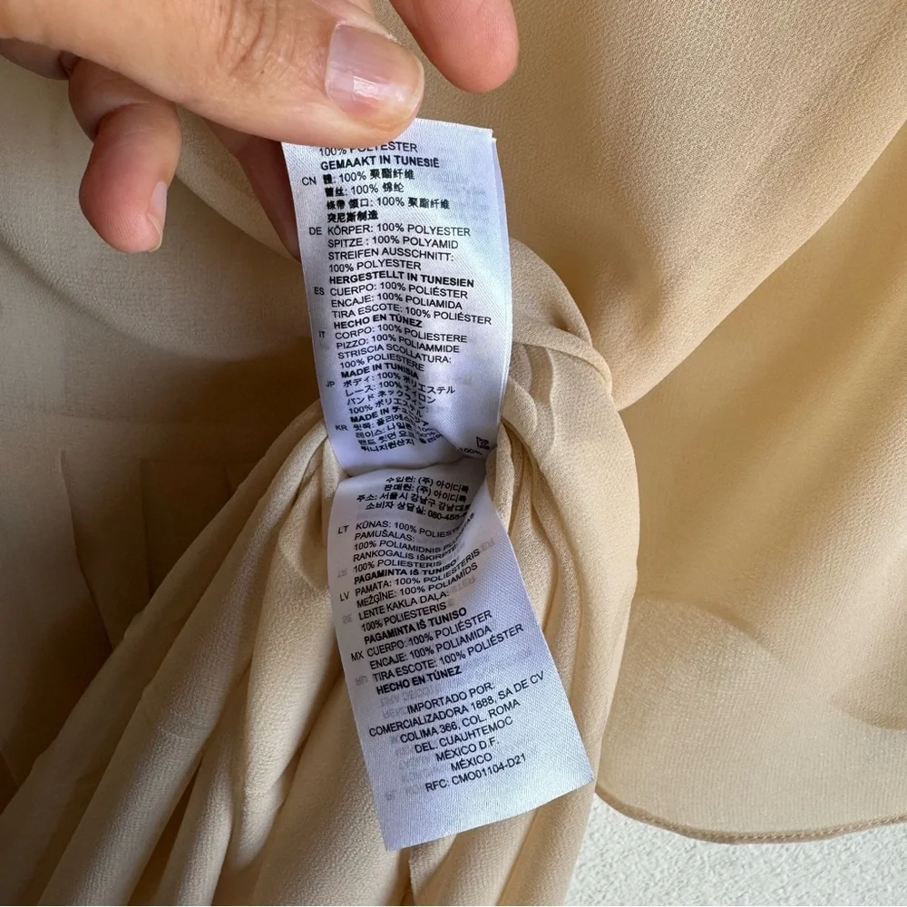 Sandro Beige Midi Dress Small Sheer size S - Picture 7 of 9